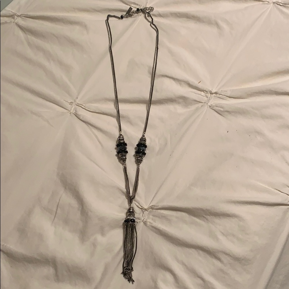 Black and silver long necklace